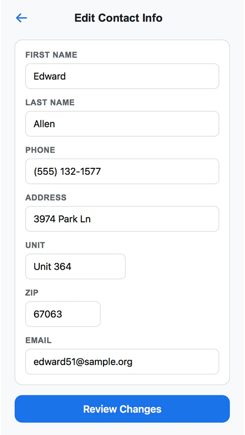 Contact Detail Edit Contact Info
