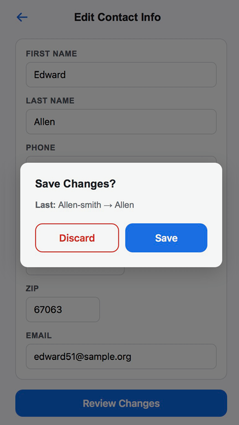 Contact Detail Edit Contact Info