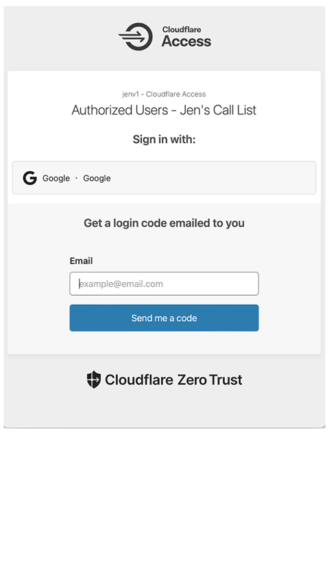 Cloudflare Access login screen
